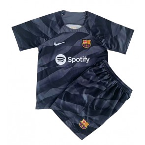 Barcelona Målmand Replika Babytøj Udebanesæt Børn 2023-24 Kortærmet (+ Korte bukser)